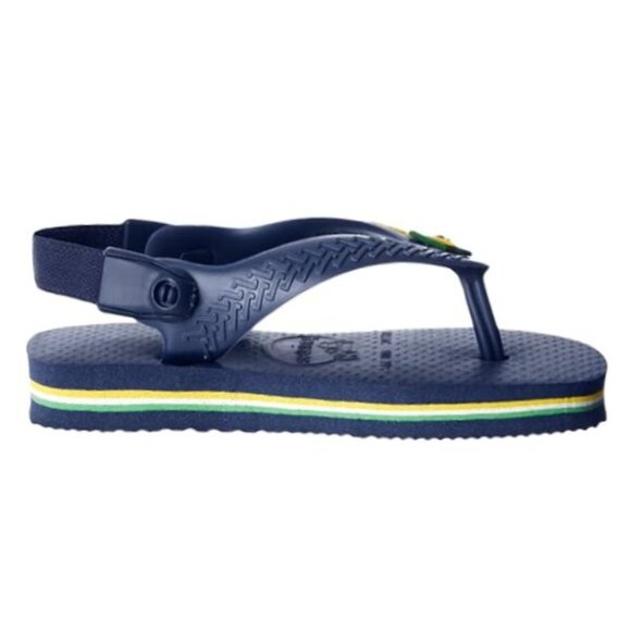NEW Havaianas Kids Baby Brazil Logo Navy Blue Sling Back Flip Flop Sandal - Picture 2 of 7